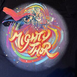 Marvel Jane Foster Mighty Thor Tee Womens XL Love and Thunder Graphic Black NEW